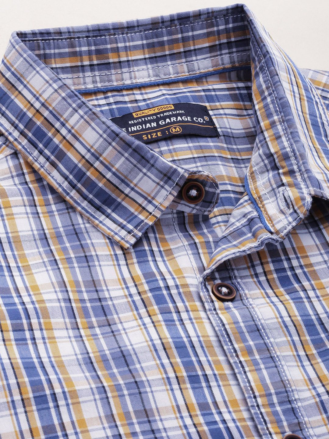The Indian Garage Co Men Slim Fit Tartan Checked Casual Shirt