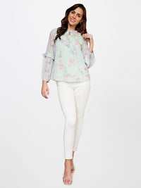 AND Puff Sleeve Floral Printed Top
