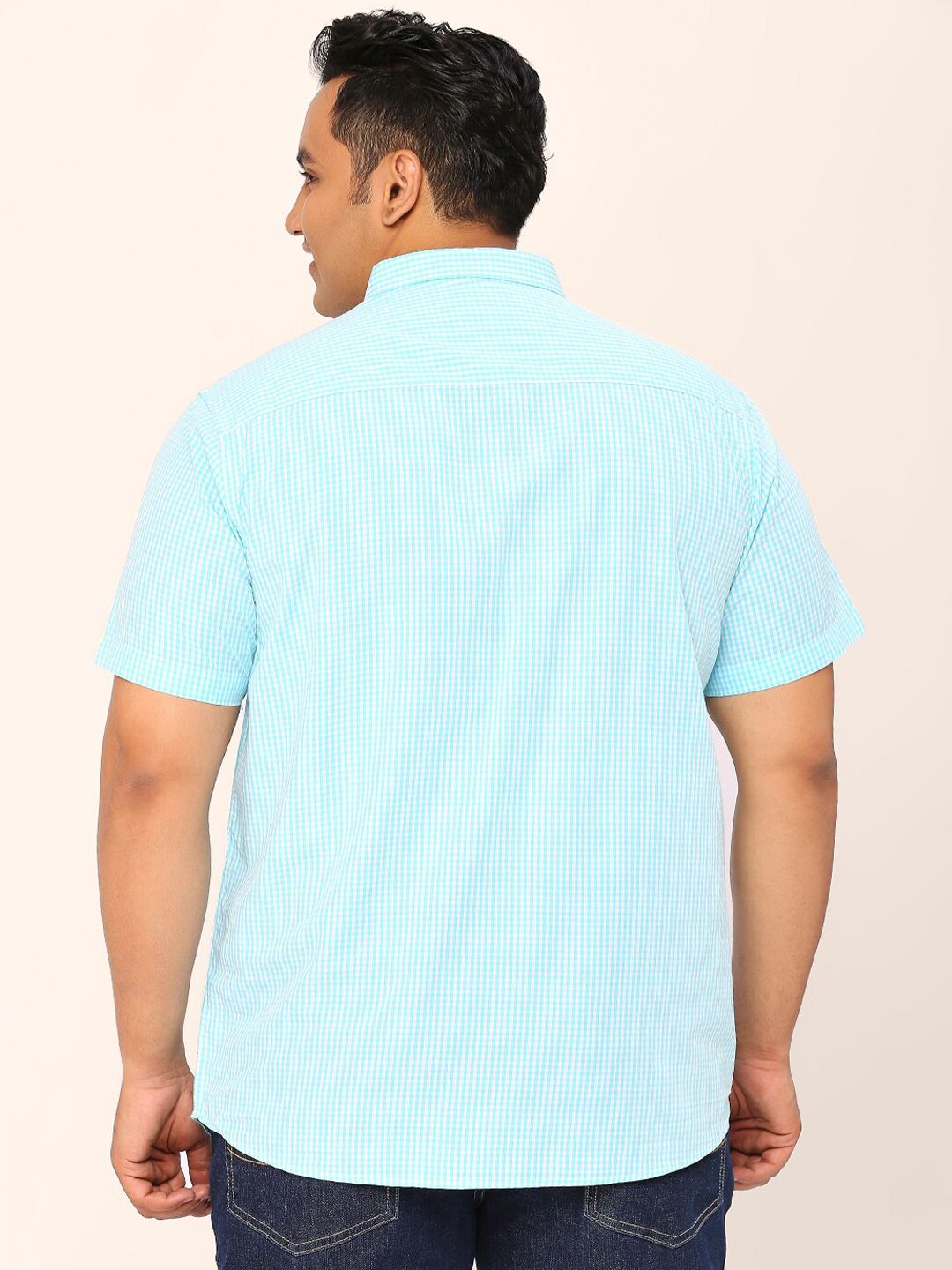 Thomas Scott Plus Size Standard Opaque Micro Checks Cotton Casual Shirt