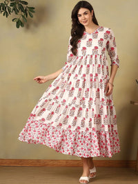 Mamicha Floral Print A-Line Maxi Dress