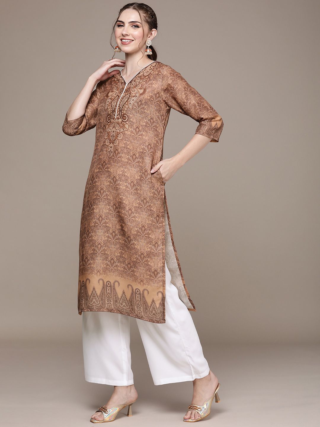 Anouk Paisley Printed Kurta With Palazzos