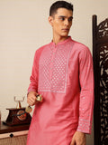 House of Pataudi Embroidered Mandarin Collar Mirror Work Jashn Kurta with Salwar