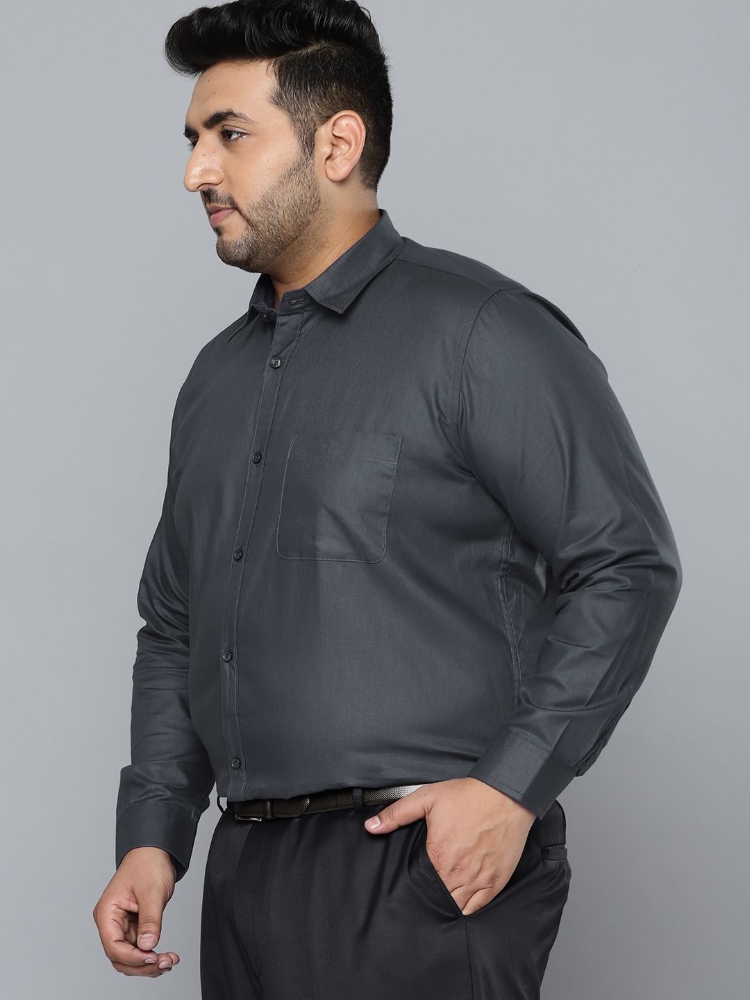 DENNISON Men Grey Smart Slim Fit Opaque Formal Shirt