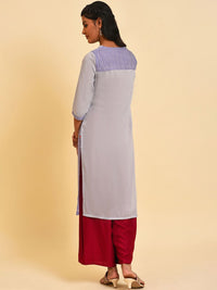 W Women Floral Print Silk Straight Kurta