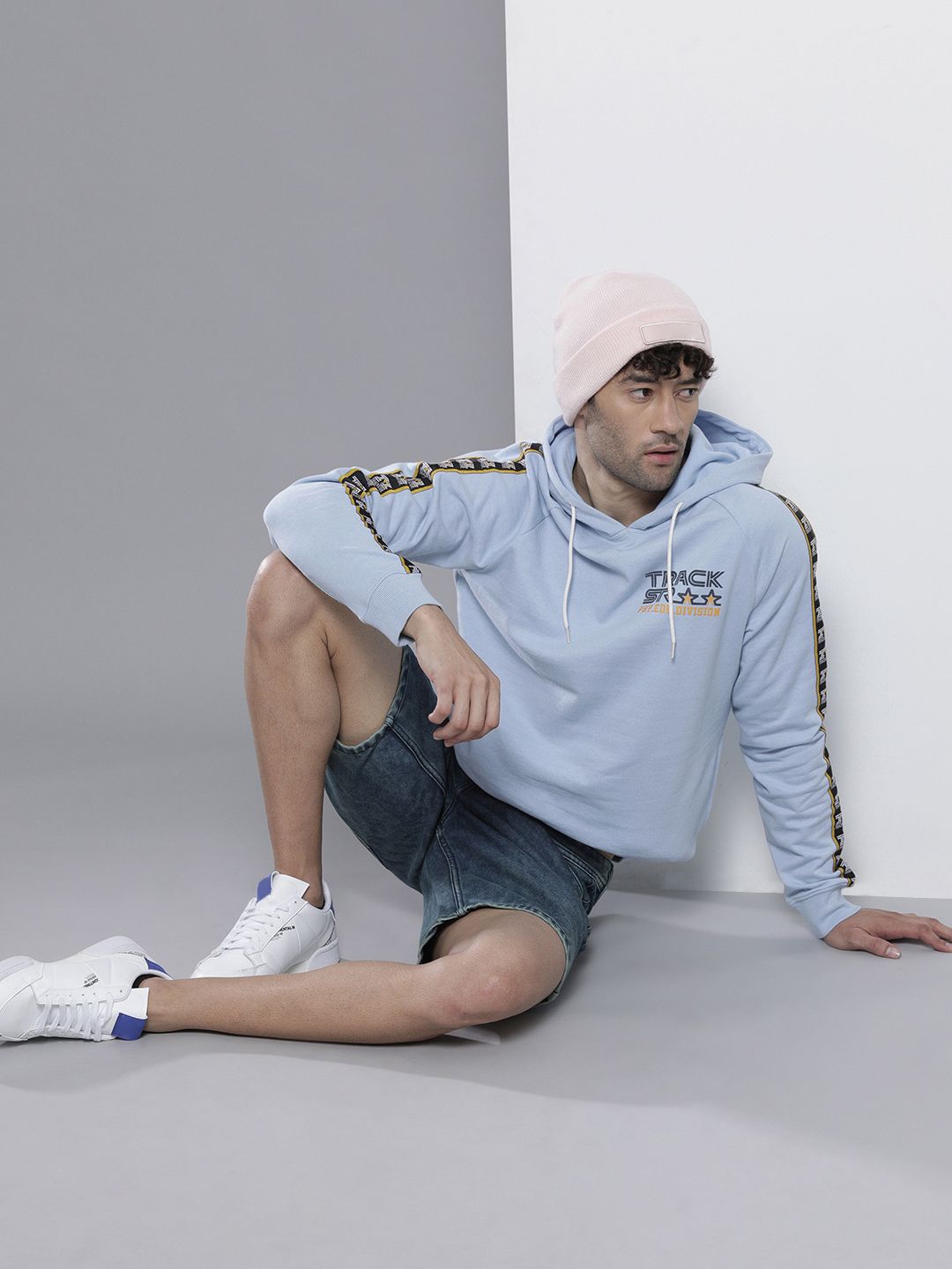 The Indian Garage Co Men Blue Hooded Sweatshirt