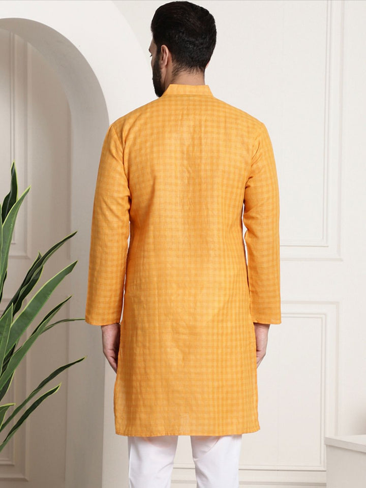 SOJANYA Kurta Linen Kapas Semak Sendiri Lelaki