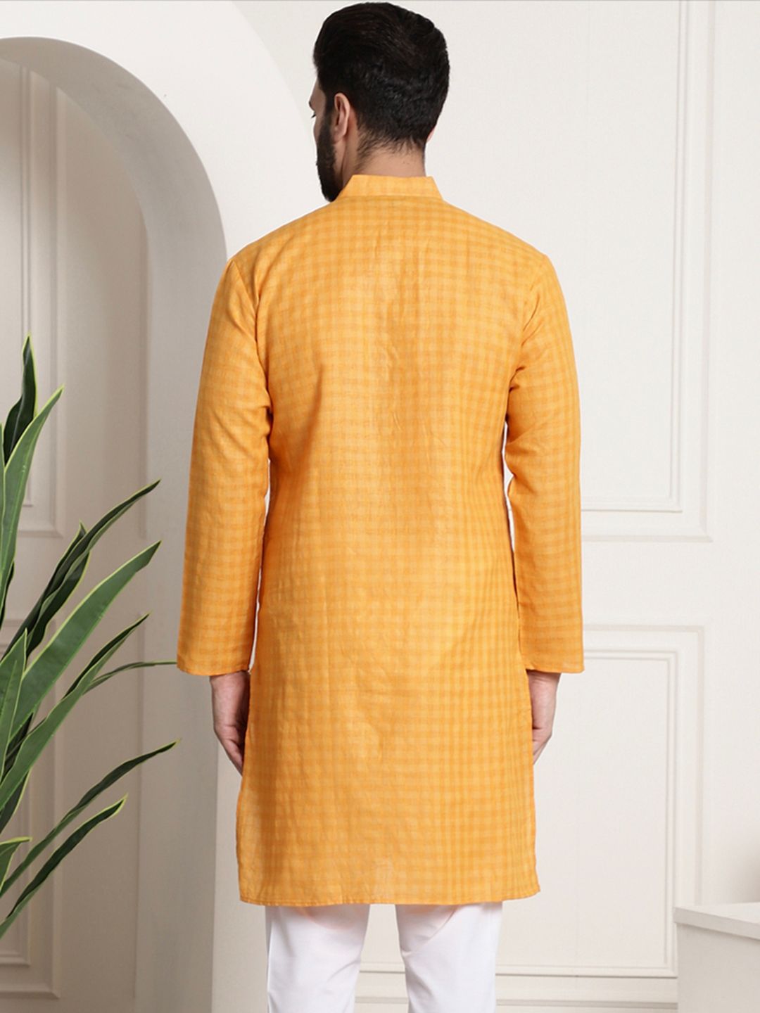SOJANYA Kurta Linen Kapas Semak Sendiri Lelaki