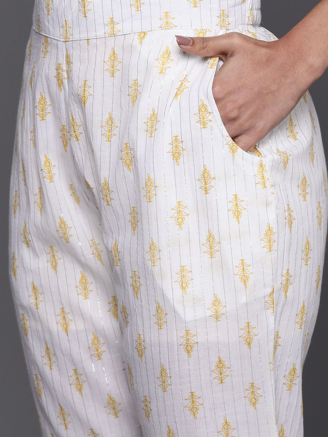 Libas Women Printed Regular Gotta Patti Pure Cotton Kurta with Trousers & With Dupatta