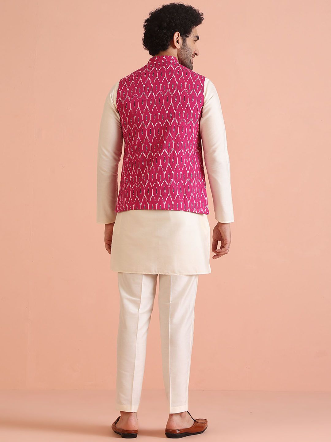 Kisah Men Mandarin Collar Printed Nehru Jacket
