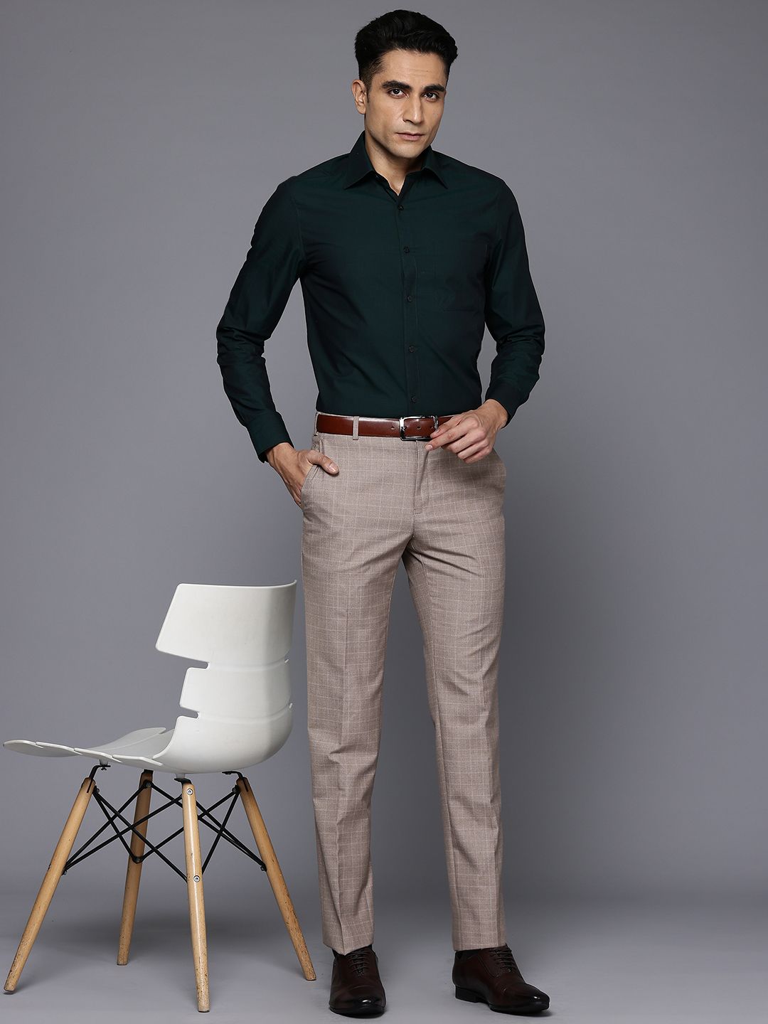 Raymond Men Checked Slim Fit Trousers