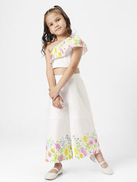 Nauti Nati Girls Printed One Shoulder Ruffles Pure Cotton Top with Trousers