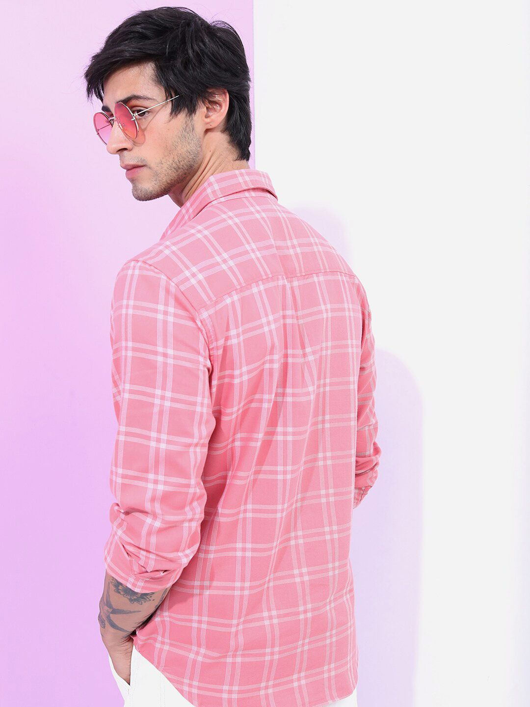 HIGHLANDER Men Checked Slim Fit Casual Shirt