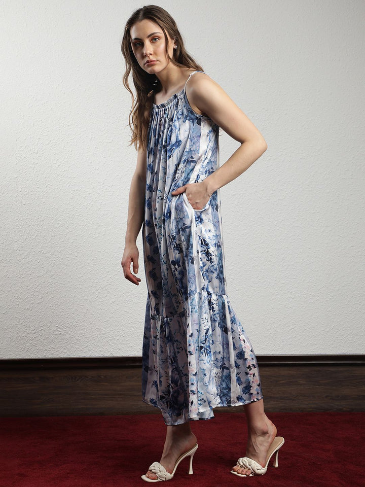 RAREISM Floral Printed Pleated A-Line Dress With Jacket