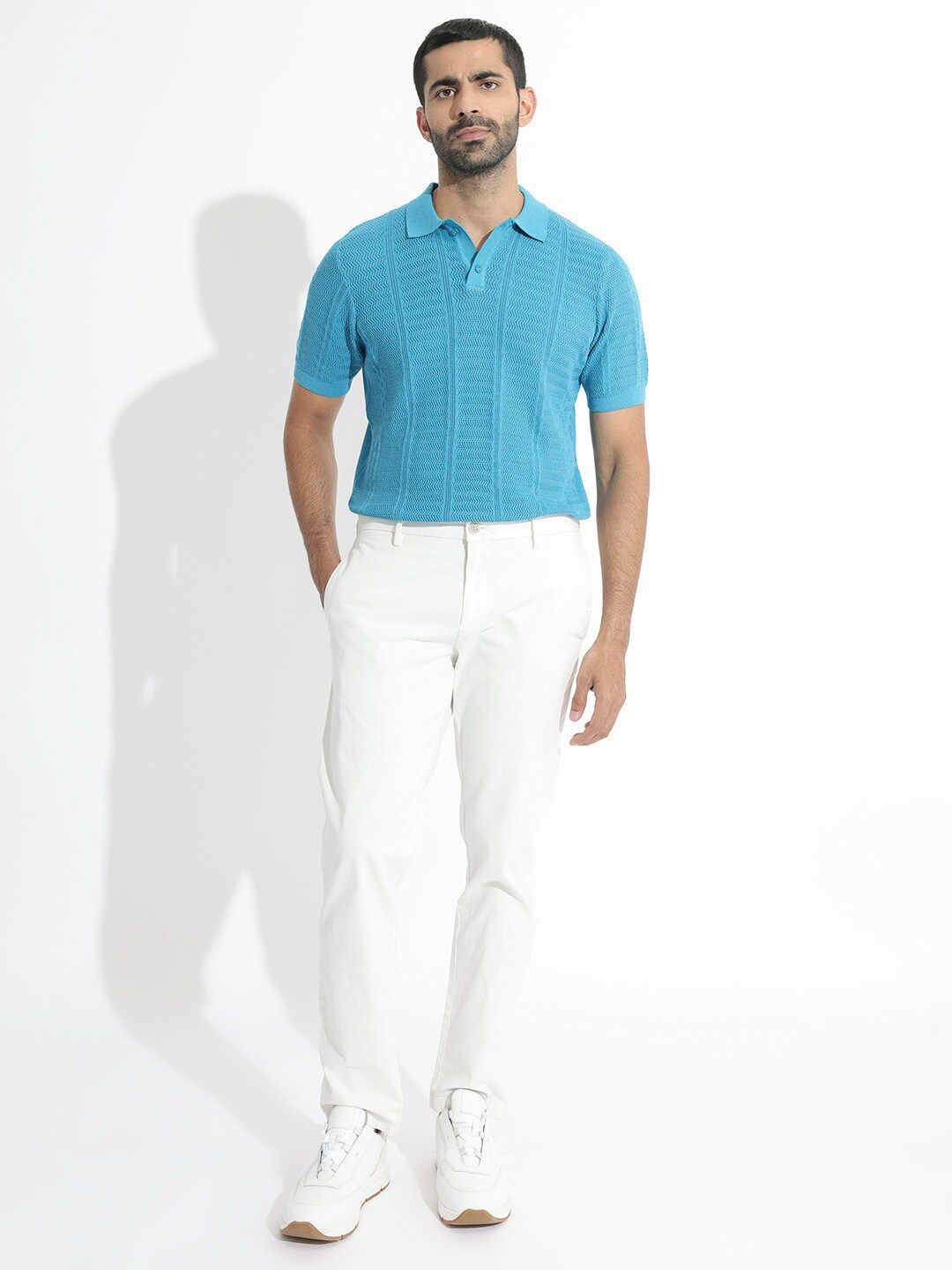 RARE RABBIT Men Mesk Polo Collar Slim Fit Cotton T-Shirt