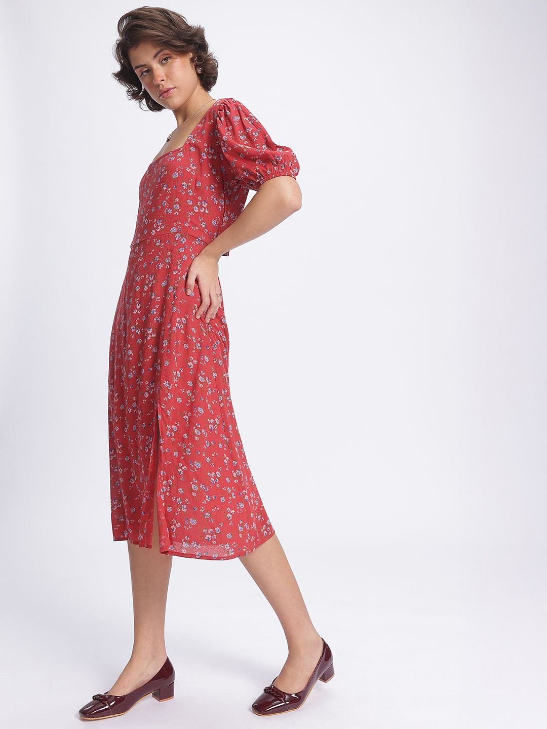 DressBerry Floral Fantasy Cut Out Detail Midi Dress