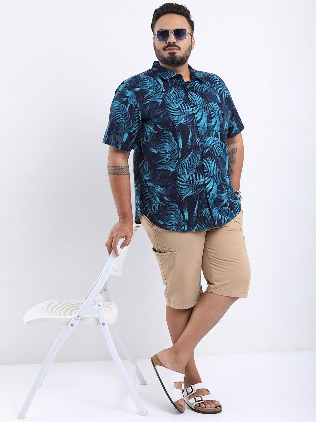 HIGHLANDER Men Plus Size Regular Fit Floral Printed Casual Shirt