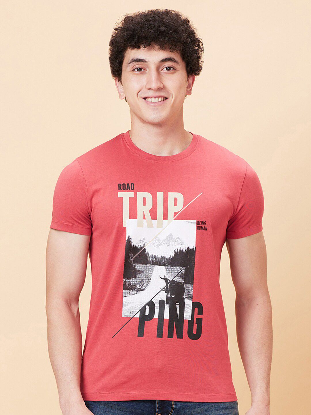 Being Human Typography Printed Round Neck Short Sleeves T-shirt