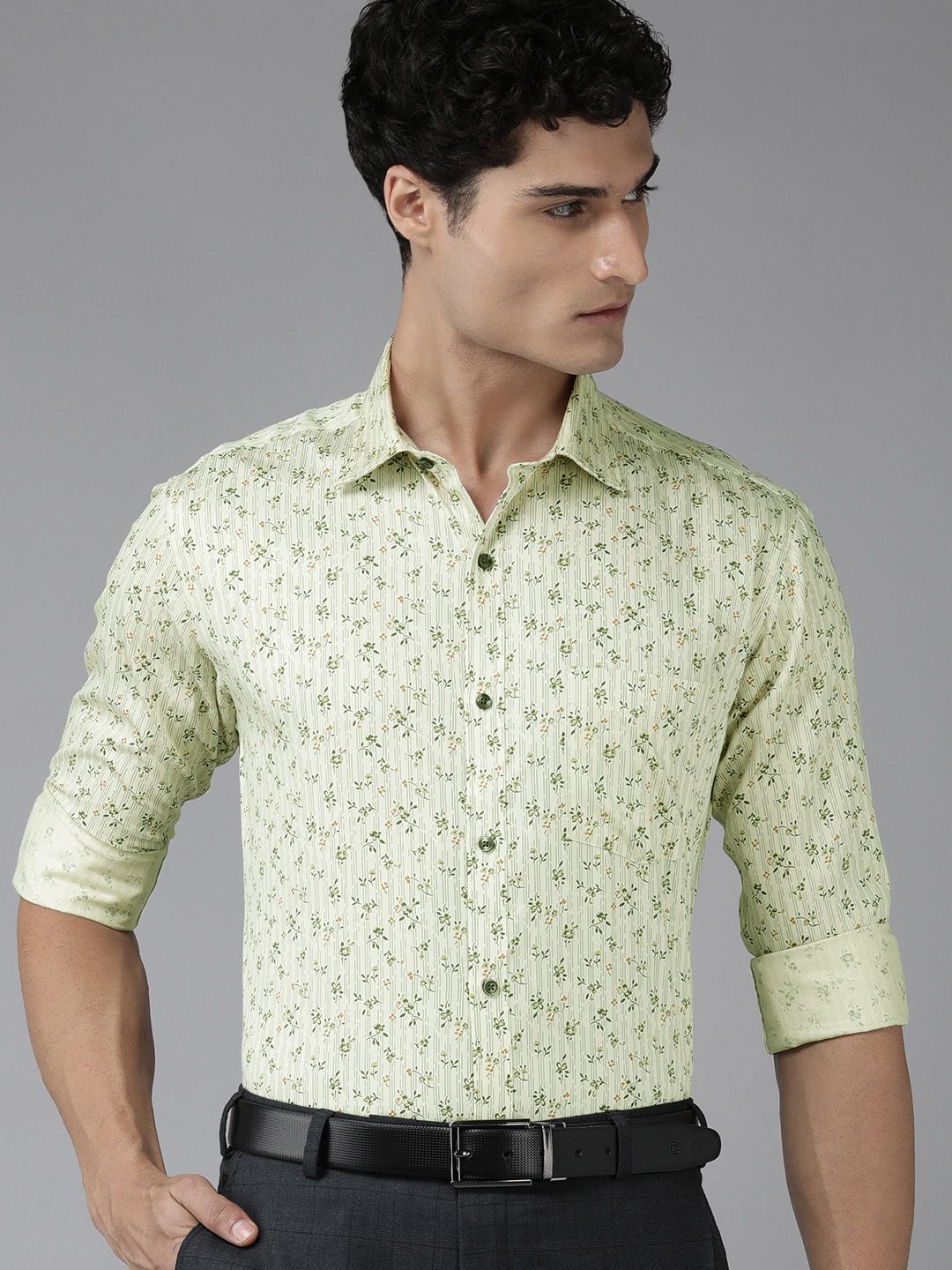 Park Avenue Men Super Slim Fit Floral Opaque Printed Pure Cotton Formal Shirt With Pocket