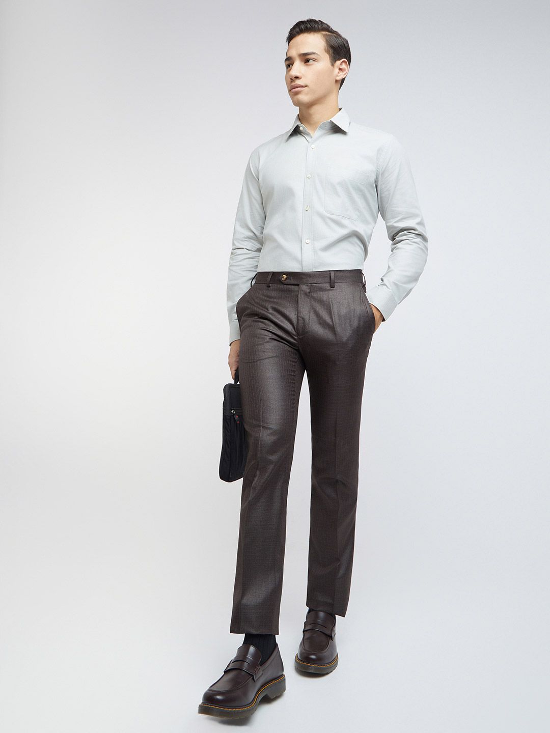 Raymond Men Self Design Textured Slim Fit Formal Trousers