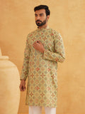 SOJANYA Motif Etnik Bercetak Kolar Jalur Kurta Lurus