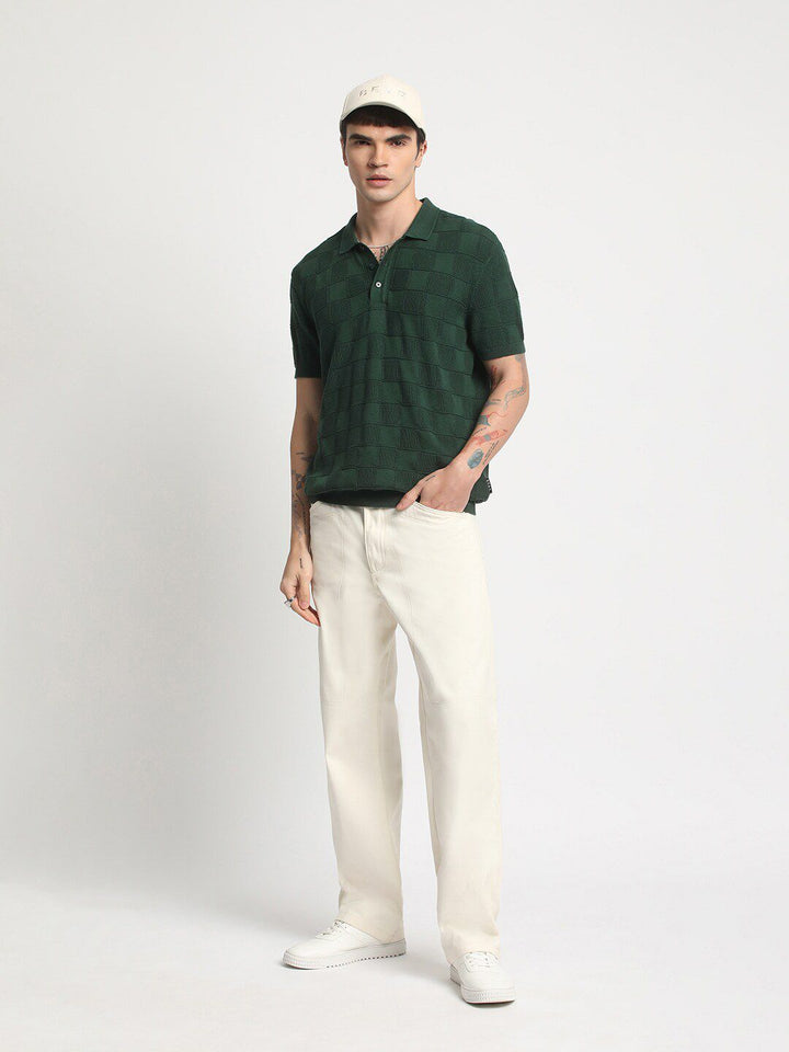THE BEAR HOUSE Checked Polo Collar Cotton T-shirt