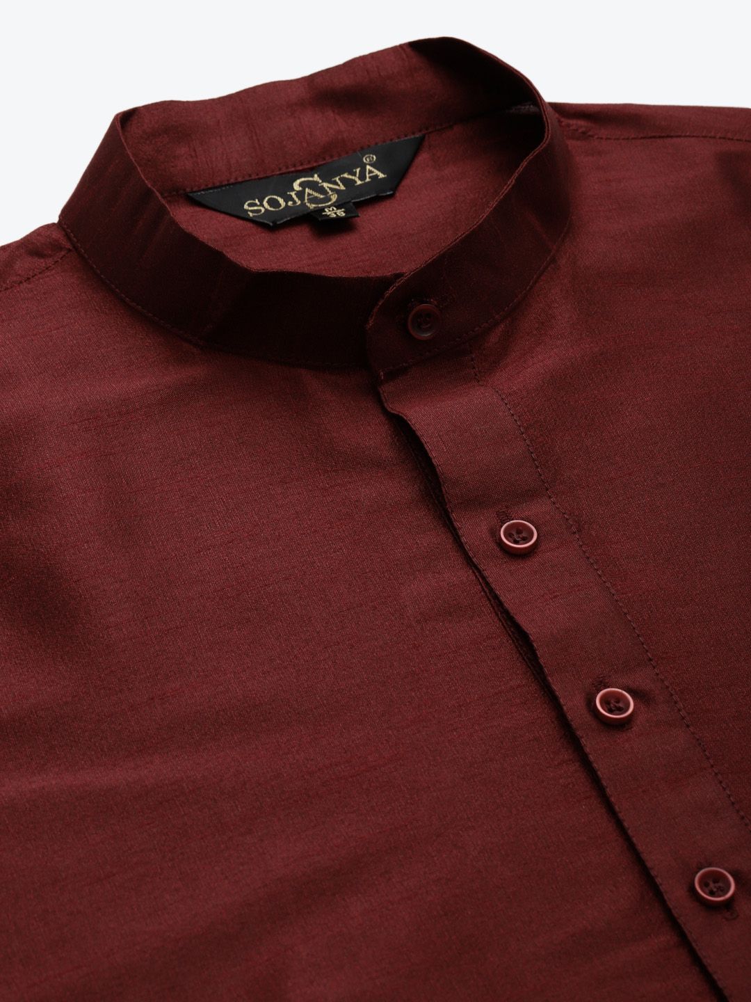 SOJANYA Men Black Solid Kurta with Churidar & Printed Jacket