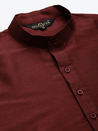 SOJANYA Men Black Solid Kurta with Churidar & Printed Jacket