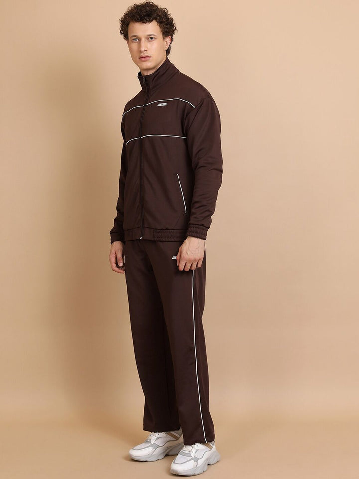 HIGHLANDER Relaxed Fit Drop Shoulder Full Zip Highneck Sweatshirt With Track Pant Co-Ords