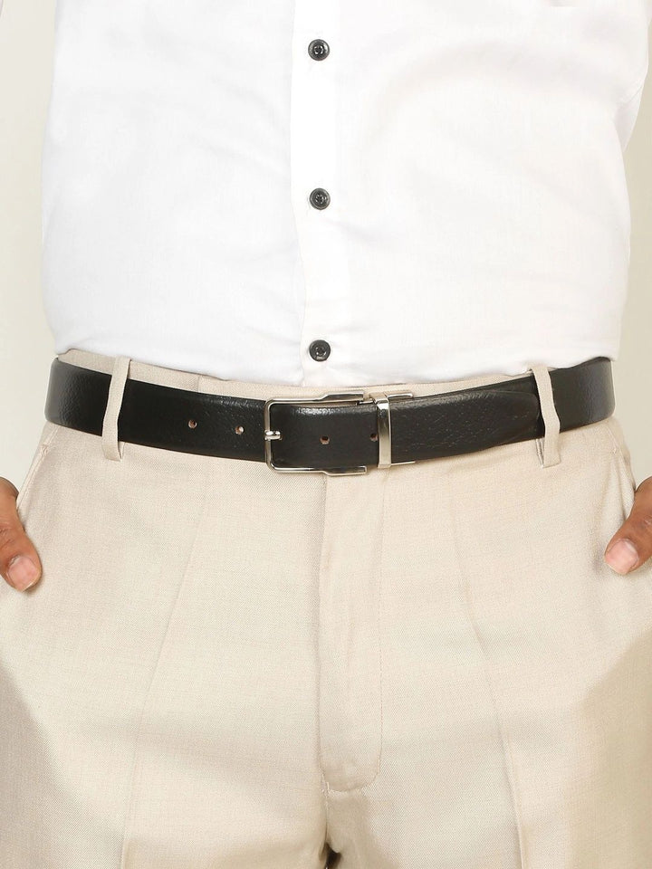 Teakwood Leathers Men Textured Leather Reversible Formal Belt