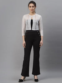 Style Quotient Women White Laced Cropped Shrug