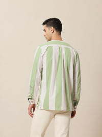Mr Bowerbird Pure Cotton Collarless Striped Liberal Fit Casual Shirt