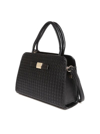 Lino Perros Black Basket Weave Patterned Handbag