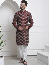 SOJANYA Ethnic Motifs Woven Design Mandarin Collar Straight Kurta