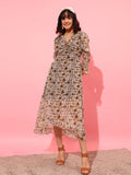 STREET 9 Floral Printed Chiffon Midi Dress