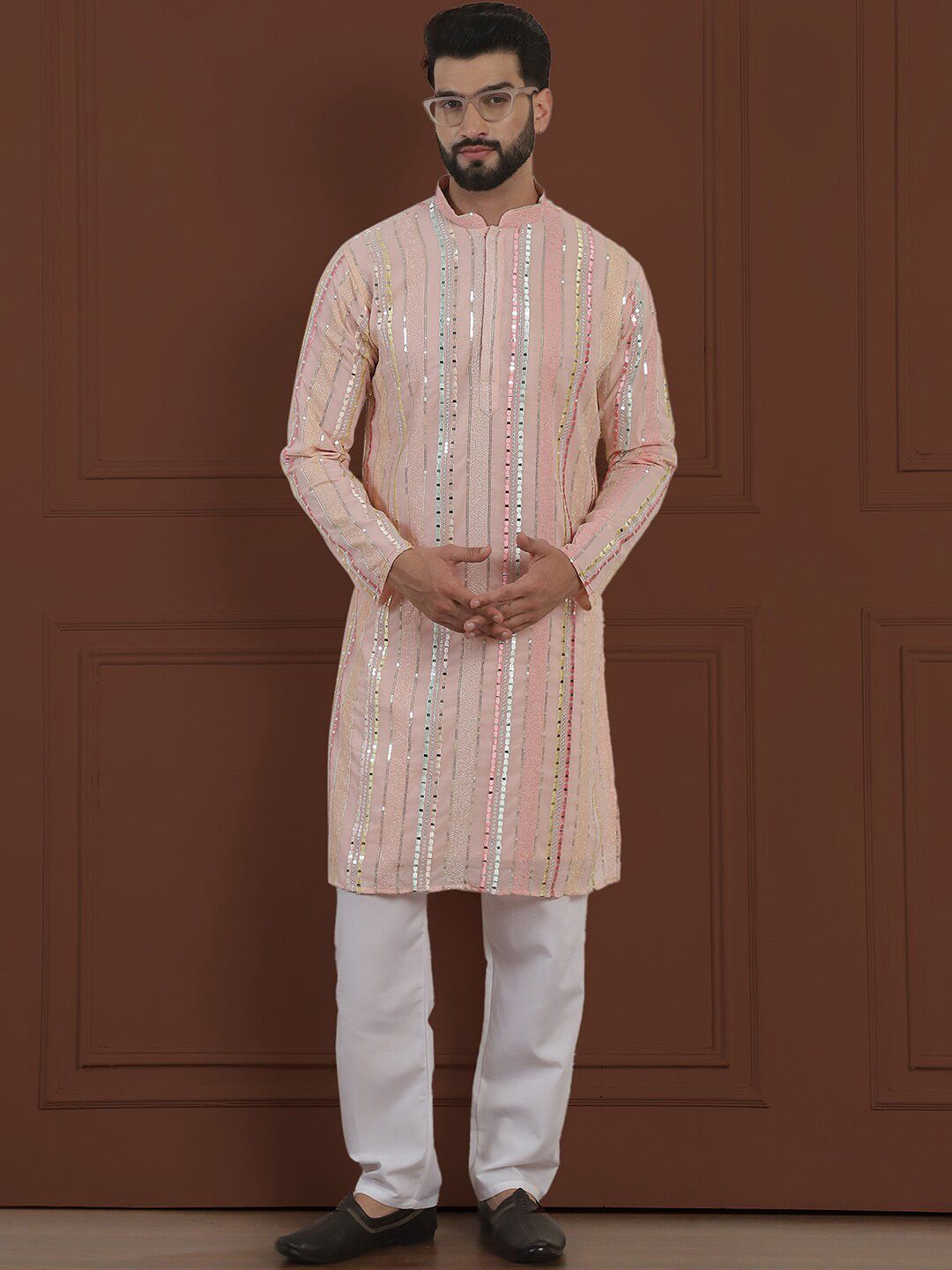 SOJANYA LUXE Kurta Georgette Tulen Berhias Berjalur