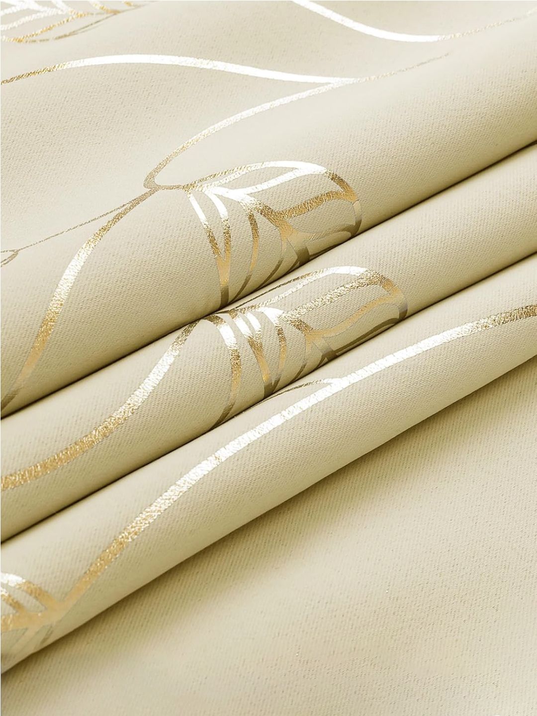 URBAN SPACE Beige & Gold Toned Floral Printed Black Out Long Door Curtain