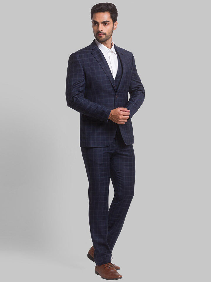 Park Avenue Men Checked Single-Breasted Super Slim-Fit 3-Piece Suit