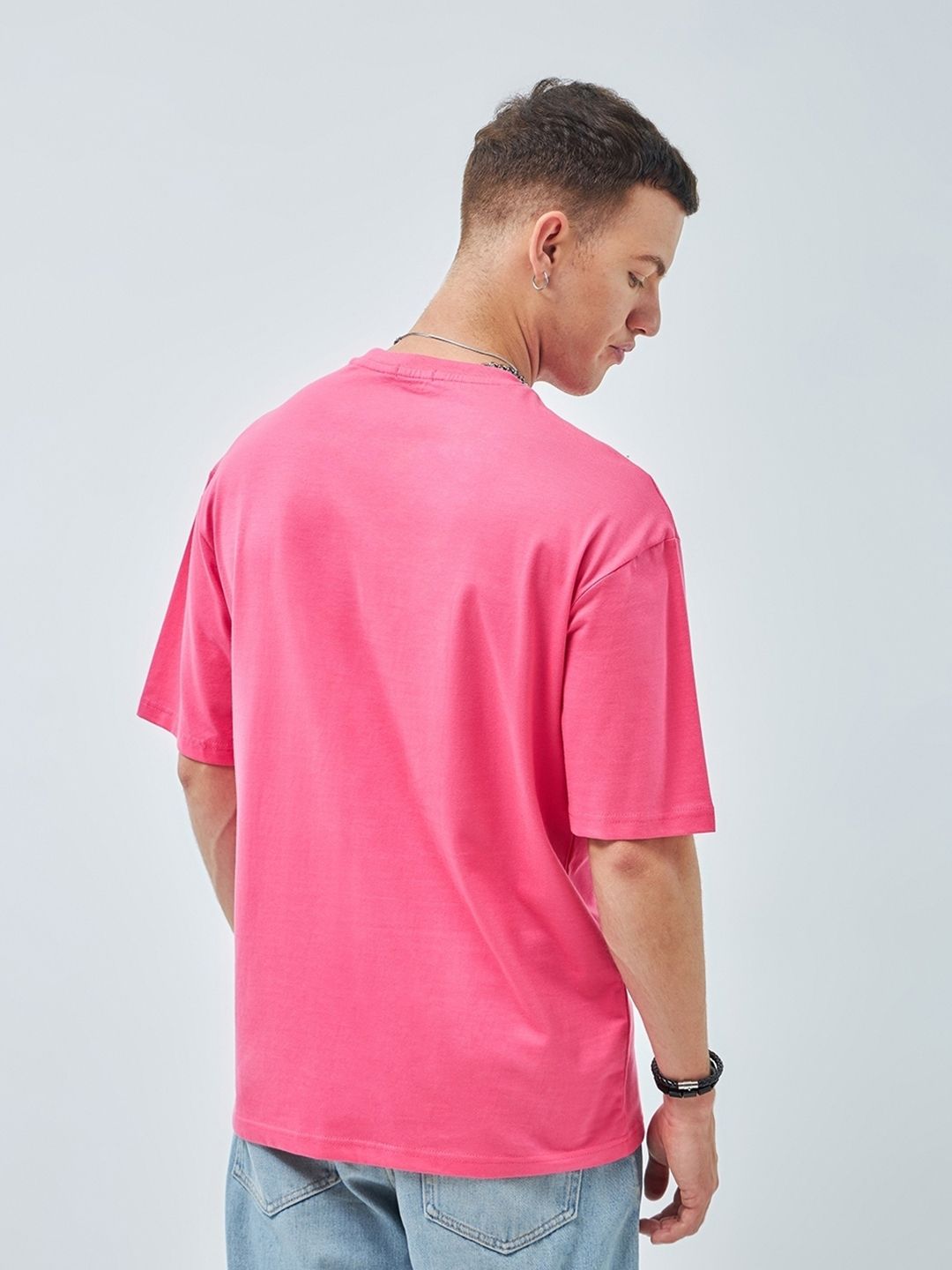 Bewakoof Round Neck Short Drop Shoulder Sleeves Cotton Oversized T-shirt