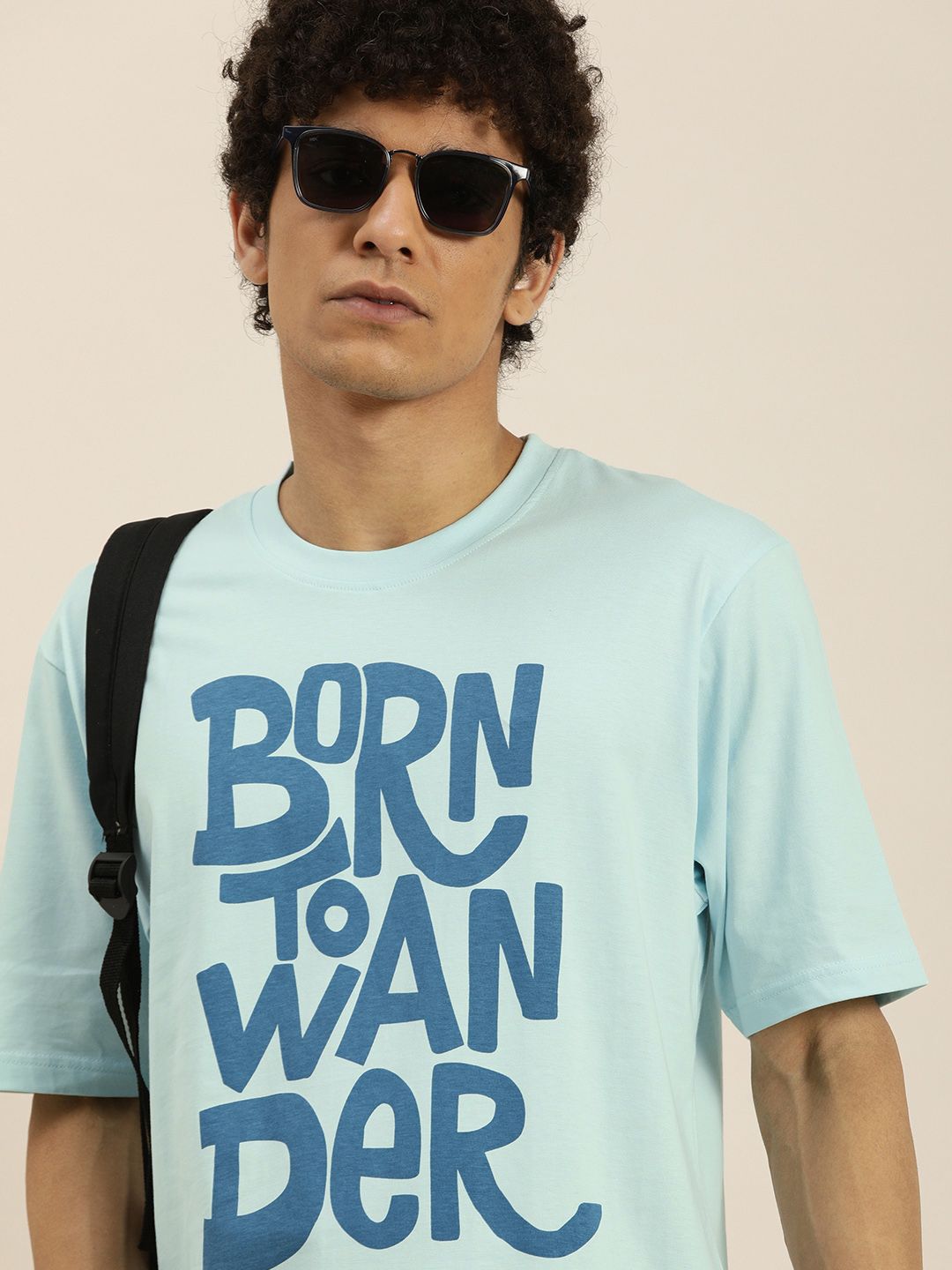 DILLINGER Men Blue Typography Printed Pure Cotton Oversized T-shirt