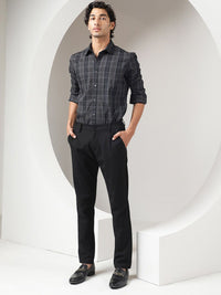 RARE RABBIT Men Lancelot Slim Fit Tartan Checked Cotton Shirt