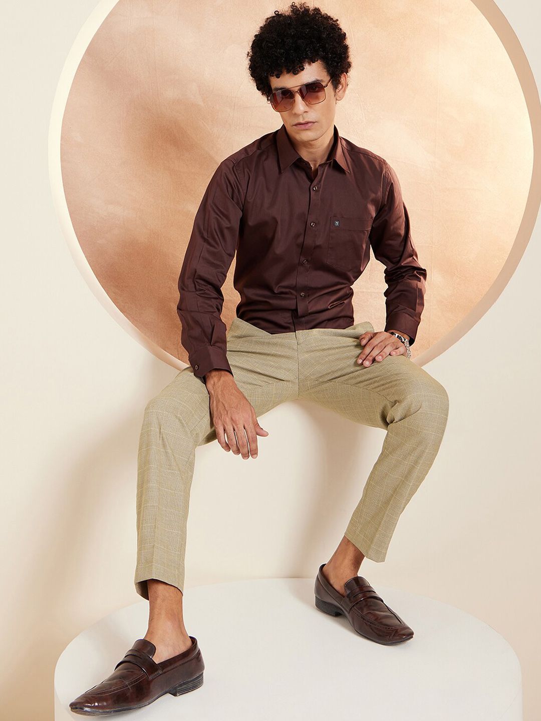 DENNISON Men Checked Smart Tapered Fit Easy Wash Formal Trouser