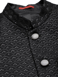House of Pataudi Self Design Sequinned Mandarin Collar Bandhgala Jashn Blazers