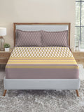 MYTRIDENT Purple Ethnic Motifs 210 TC Cotton Fitted King Bedsheet with 2 Pillow Covers