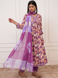 Vishudh Floral Printed Empire Kurta with Palazzo & Dupatta