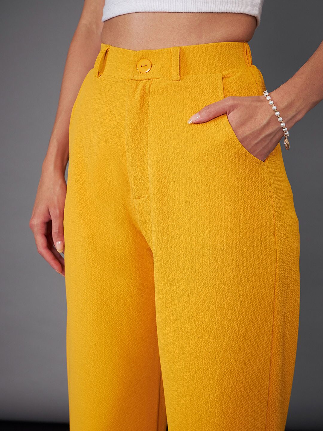 SASSAFRAS worklyf Women Straight Fit High-Rise Parallel Trousers