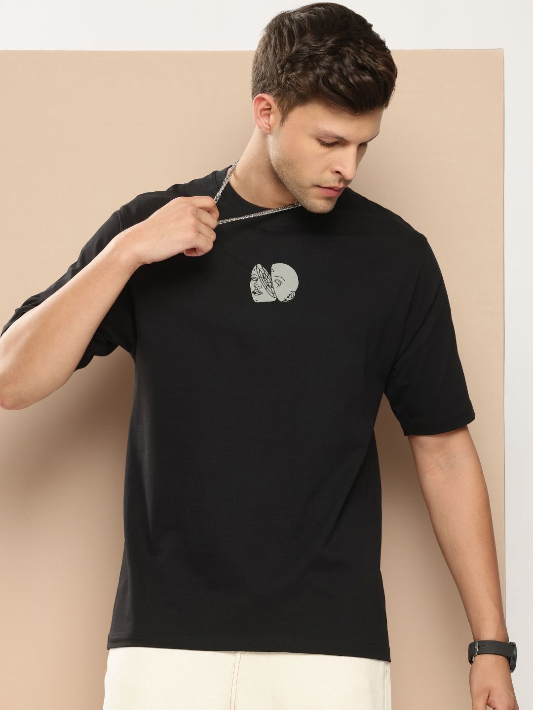 Difference of Opinion Men Printed Pure Cotton Oversized T-shirt