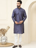 SOJANYA Ethnic Motifs Printed Cotton Silk Regular Kurta With Pyjama