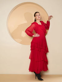 Antheaa Chiffon A-Line Maxi Dress