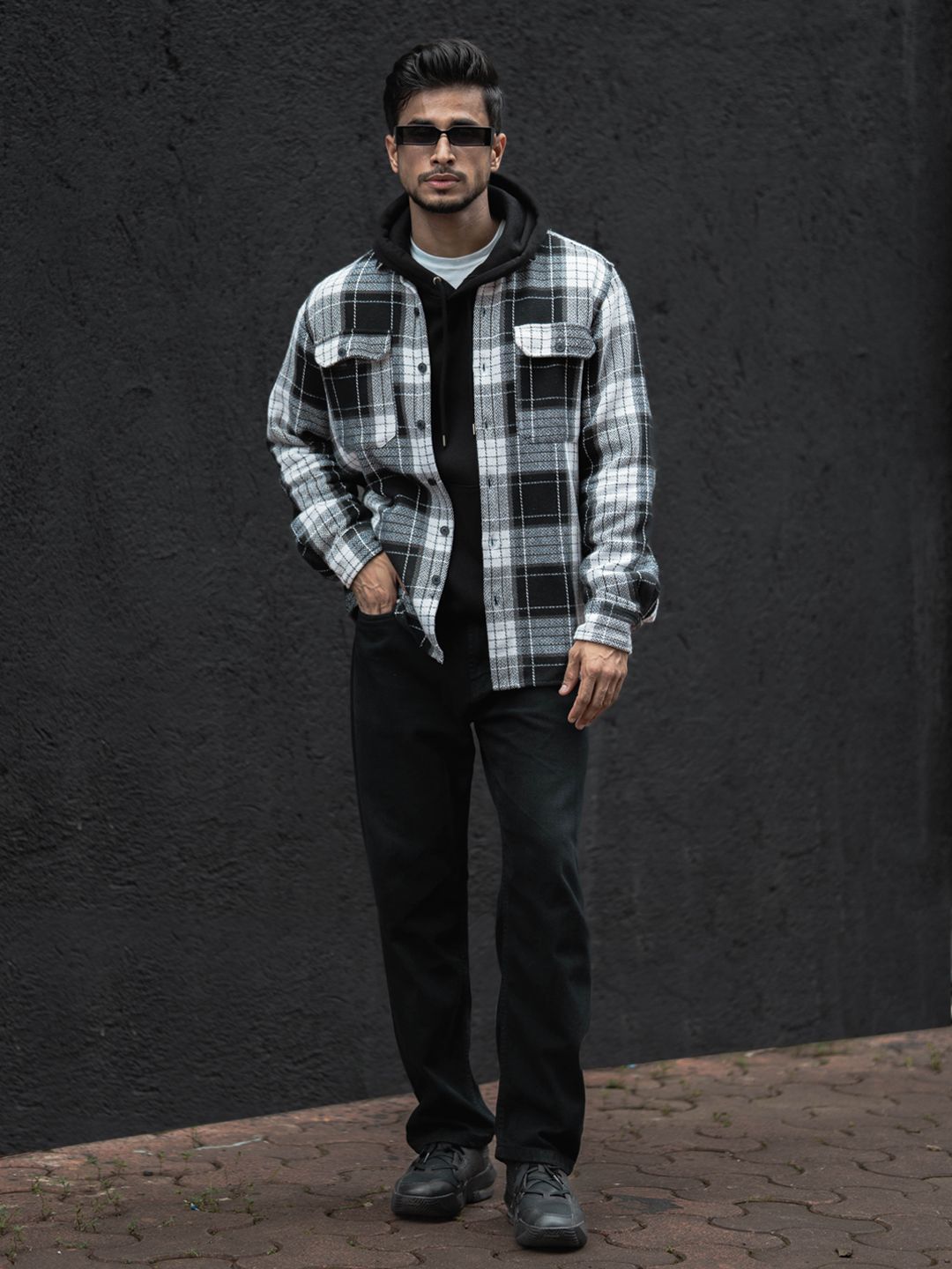 Powerlook Men Spread Collar Tartan Checked Casual Shirt