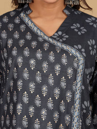 Varanga Floral Printed V-Neck Angrakha Straight Kurta With Salwar And Dupatta